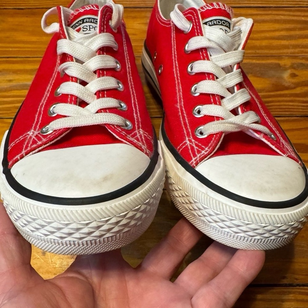 Jenn Ardor Red Canvas Sneakers Size 8.5 - Picture 6 of 11